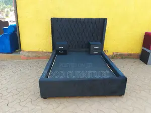 Comfortable Black 5X6 Bed With Two Bedsides