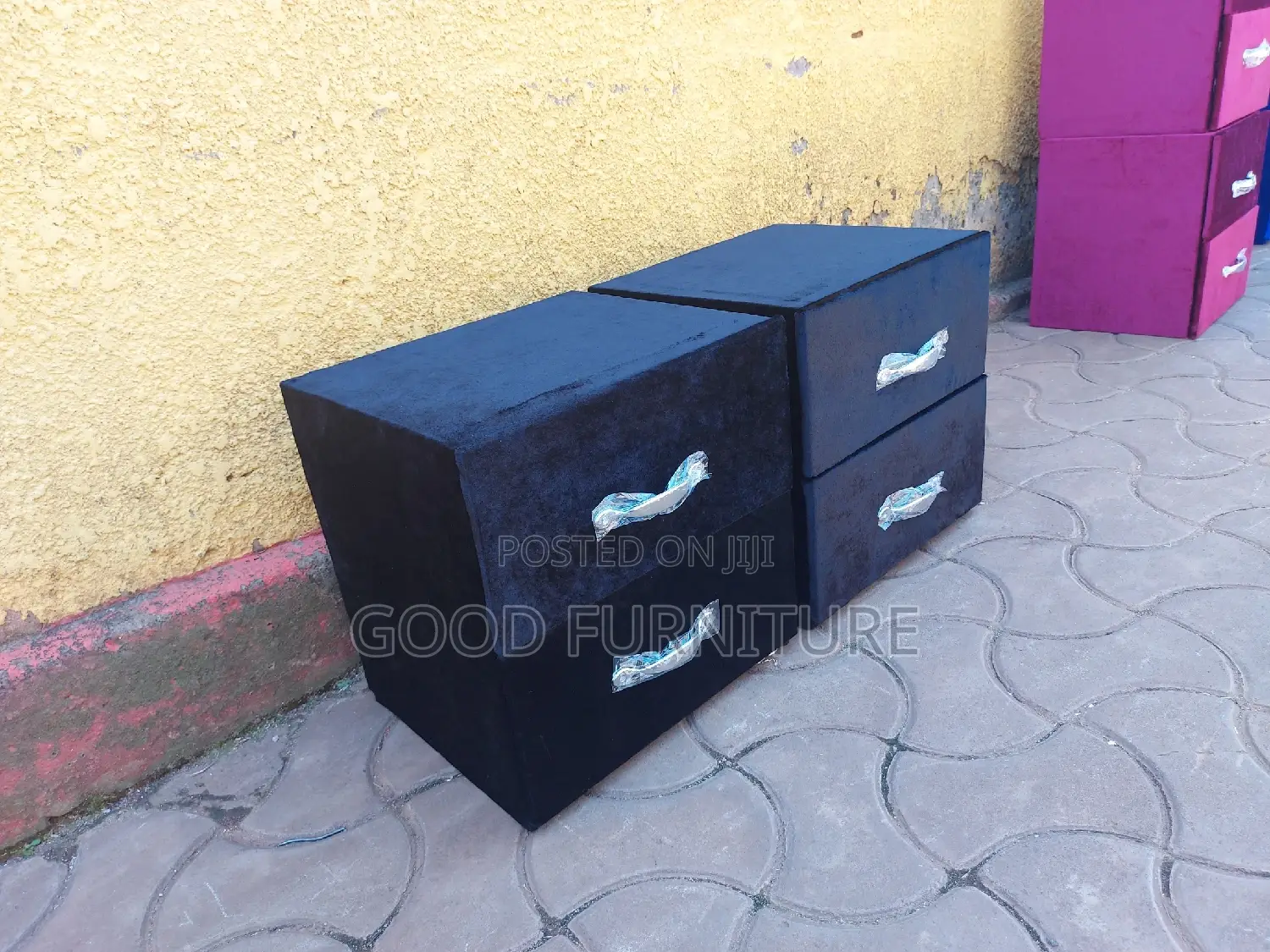A Pair of Stunning Black Bedside Drawers