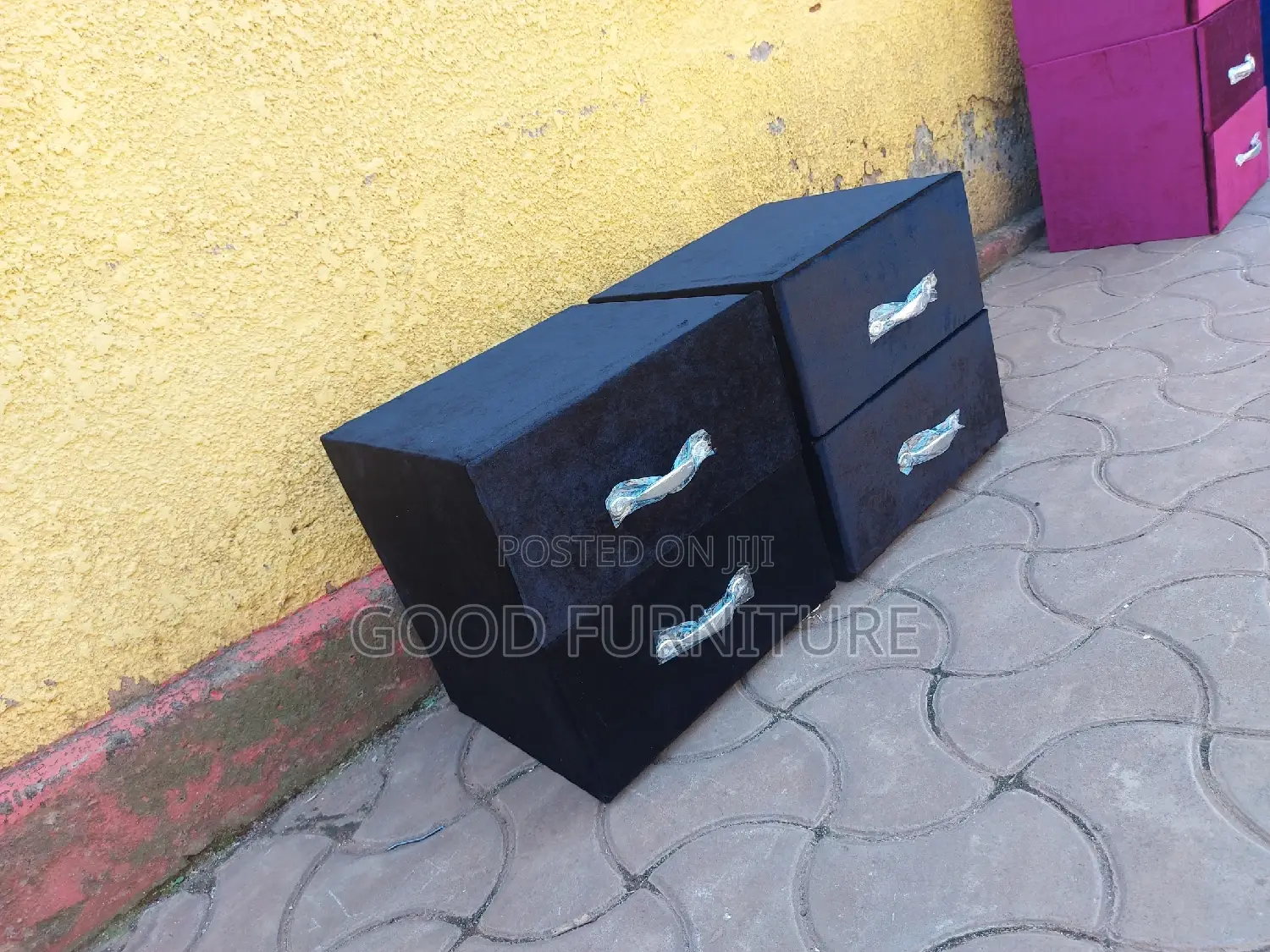 A Pair of Stunning Black Bedside Drawers