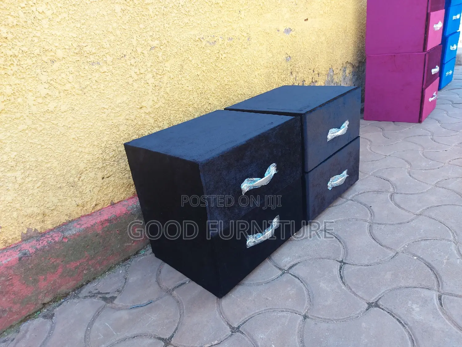 A Pair of Stunning Black Bedside Drawers