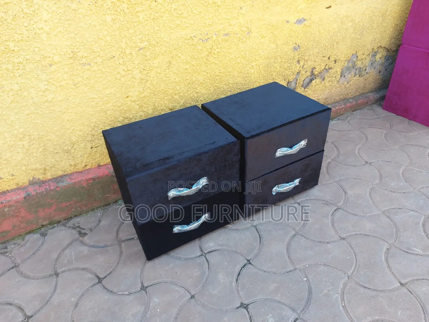 A Pair of Stunning Black Bedside Drawers