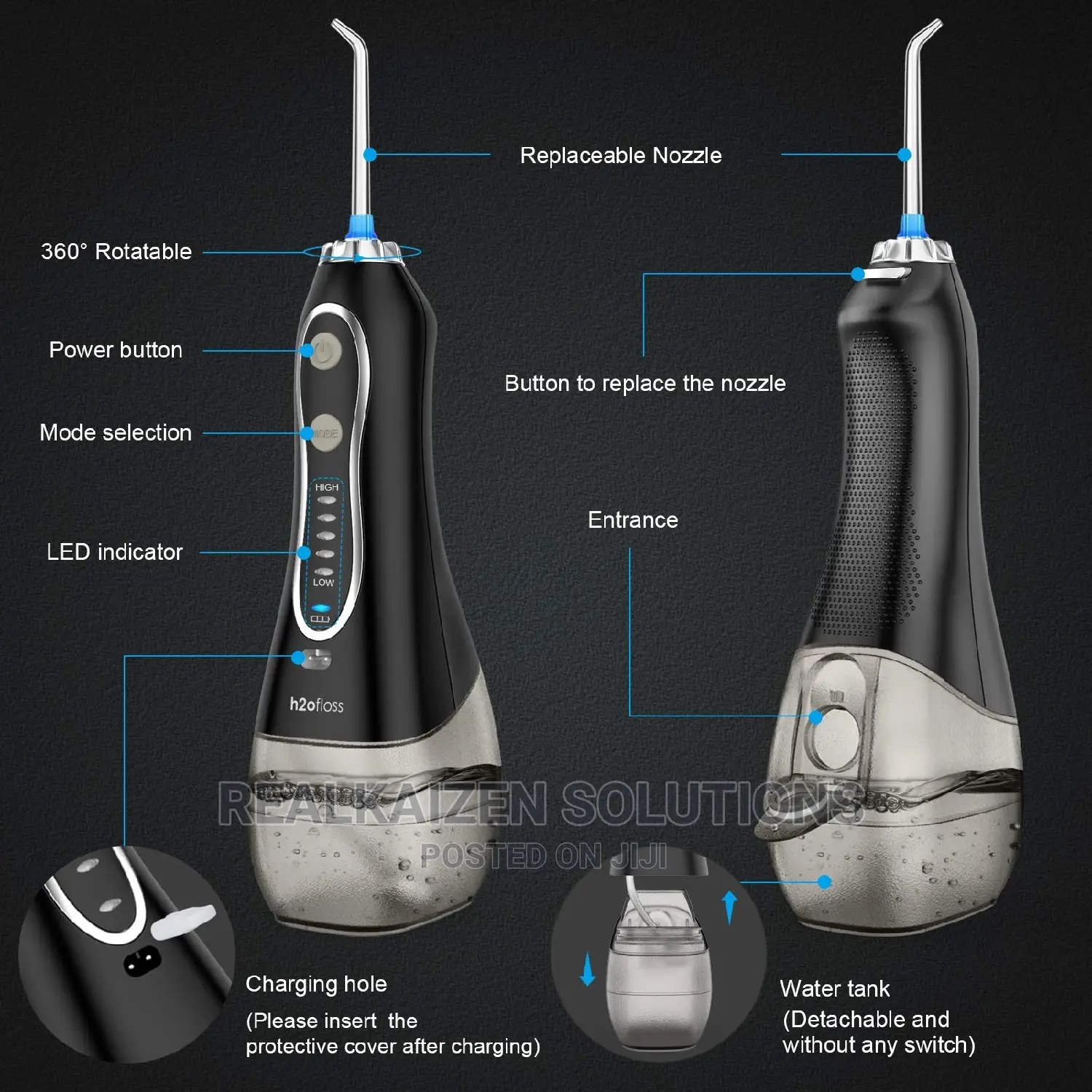 Uk H2ofloss Water Flosser Portable Dental Oral Irrigator