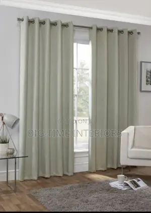 3pcs Plain Cream Curtains With Net