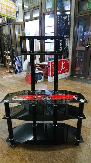 204 TV Stand With Wall Mount. Made Out of Glass and Steel.
