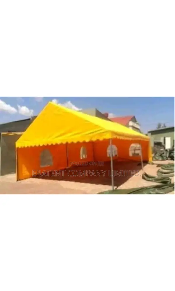 100 Seater Yellow Ordinary Tent With Two Flaps or Windows