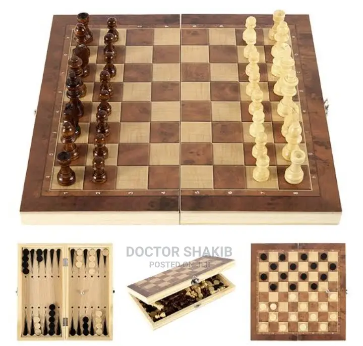 3 in 1 Checkers, Chess and Backgammon