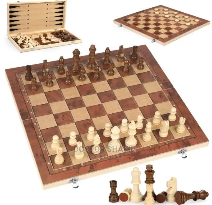 3 in 1 Checkers, Chess and Backgammon