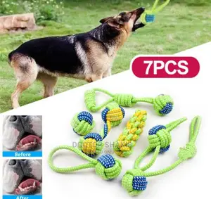 Photo - Dog Toy Cotton Rope Knot Chew Ball Grinding Teeth