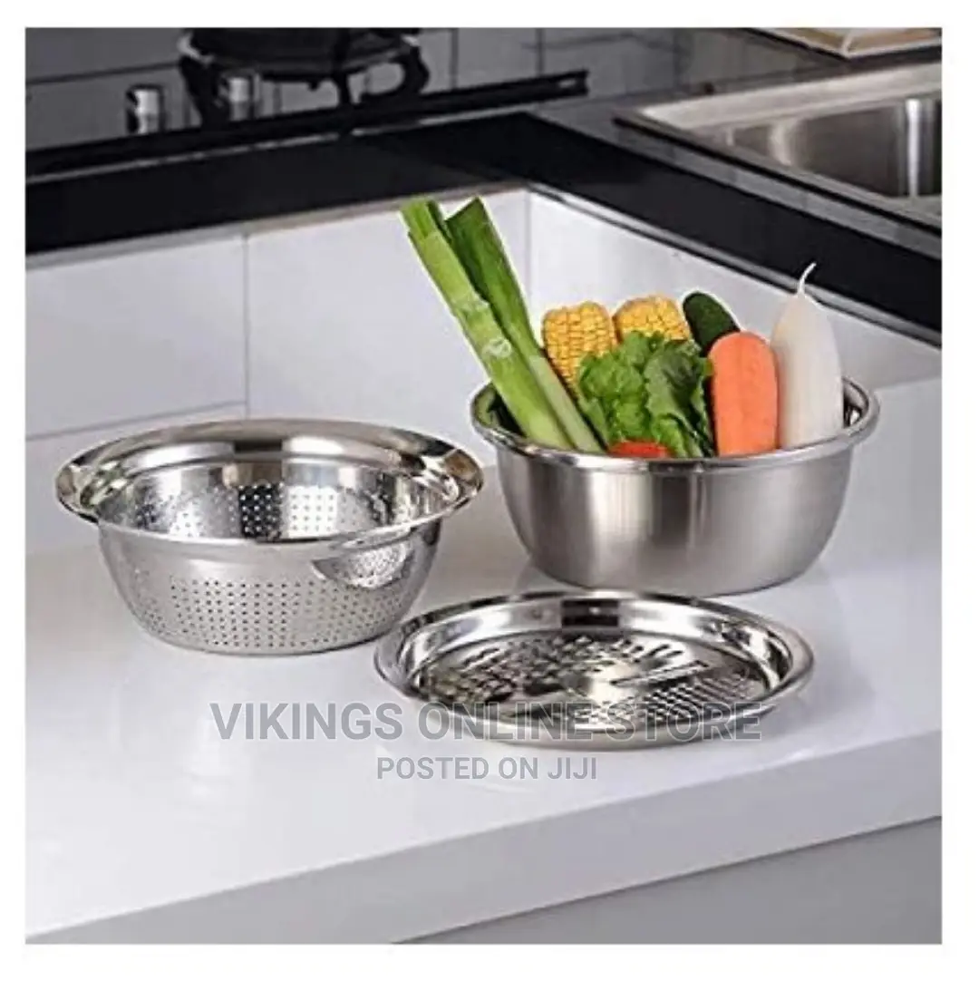 3 In1 Colander Basin, Grater Strainer Rice Drain Basket