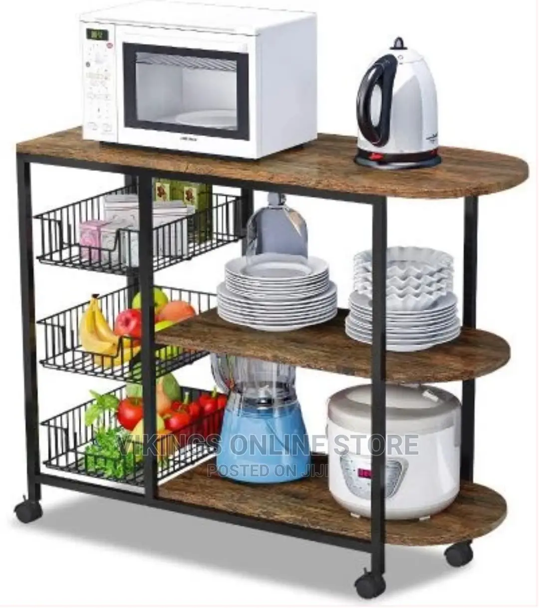Microwave Oven Stand Storage Organizer 3 Basket Rack
