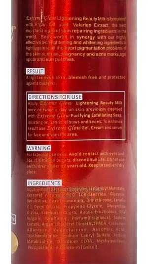 1pc Extreme Glow Strong Lightening Beauty Milk Lotion 500ml
