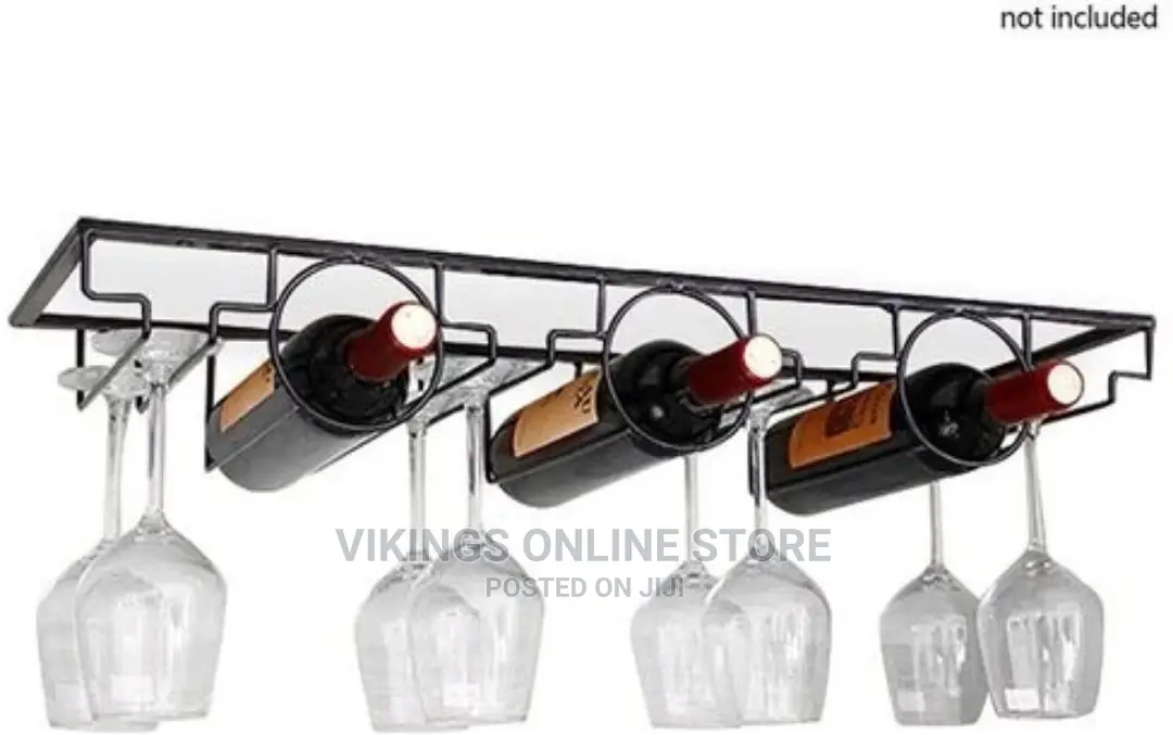 3 Bottle Wall Mounted Wine Bottle Glass Rack,