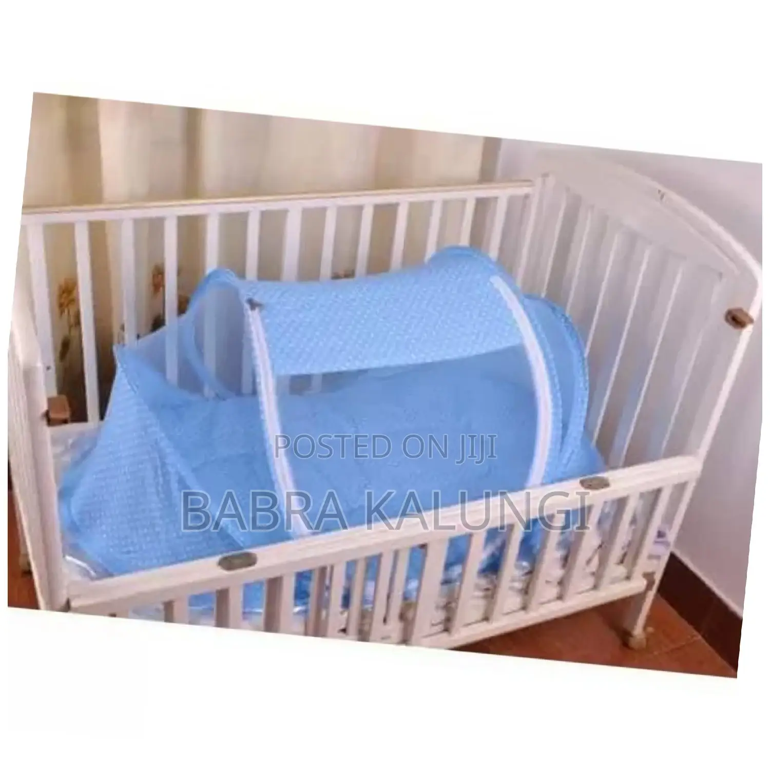 Portable Baby Travel Bed With Mosquito Net_ Blue