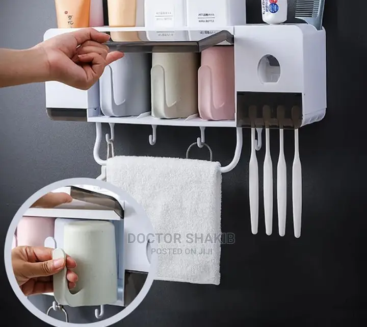 Punch Free Super Bathroom Too Toothbrush Holder Storage Rack