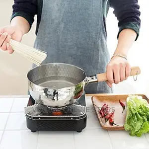 24cm Stainless Steel Pot Milk Saucepan With Wooden Handle