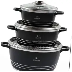 3 Pieces of Non_ Stick Serving Saucepans/ Cookware_ Black