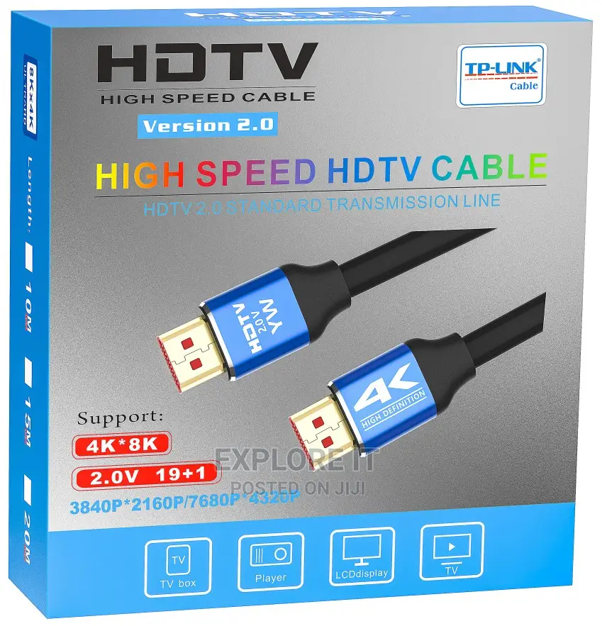 20M HDMI 2.0v 19+1 * 7680P Copper Gold-Plated Head