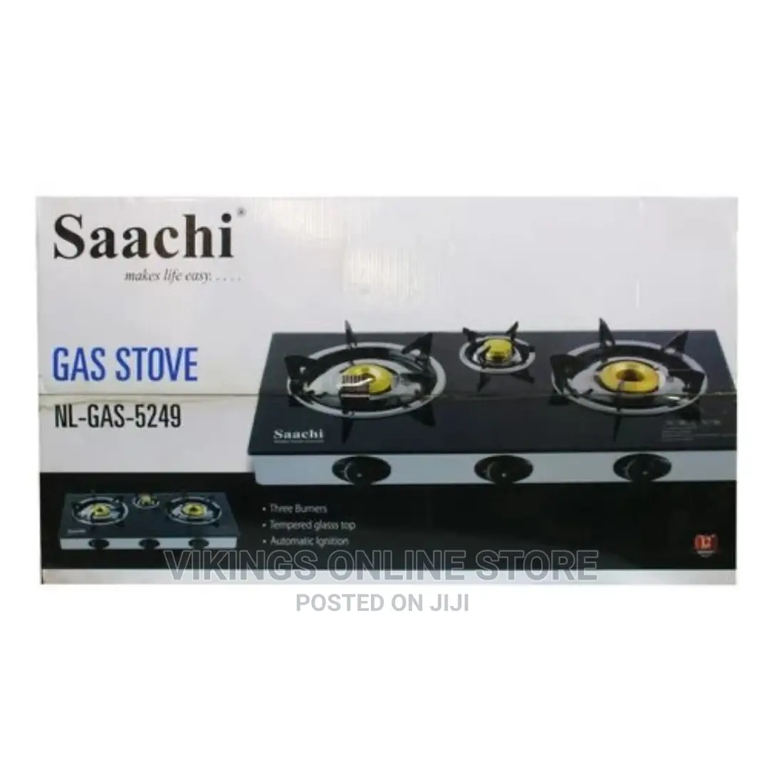 Saachi Glass Top 3 Burner Gas Stove – Black, NL-GAS-5249