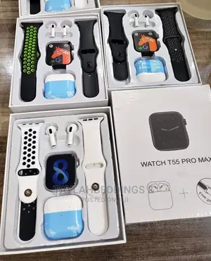 T55 Pro Max Smart Watch Series, 2 Straps, Airpods,