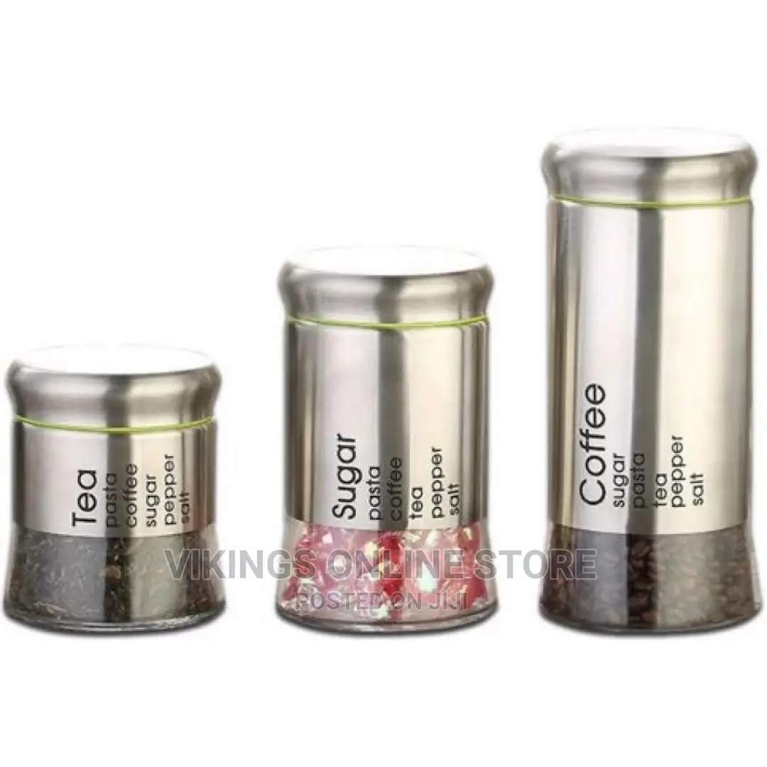 3 Piece Sugar Bowl/Storage Tin Set – Silver