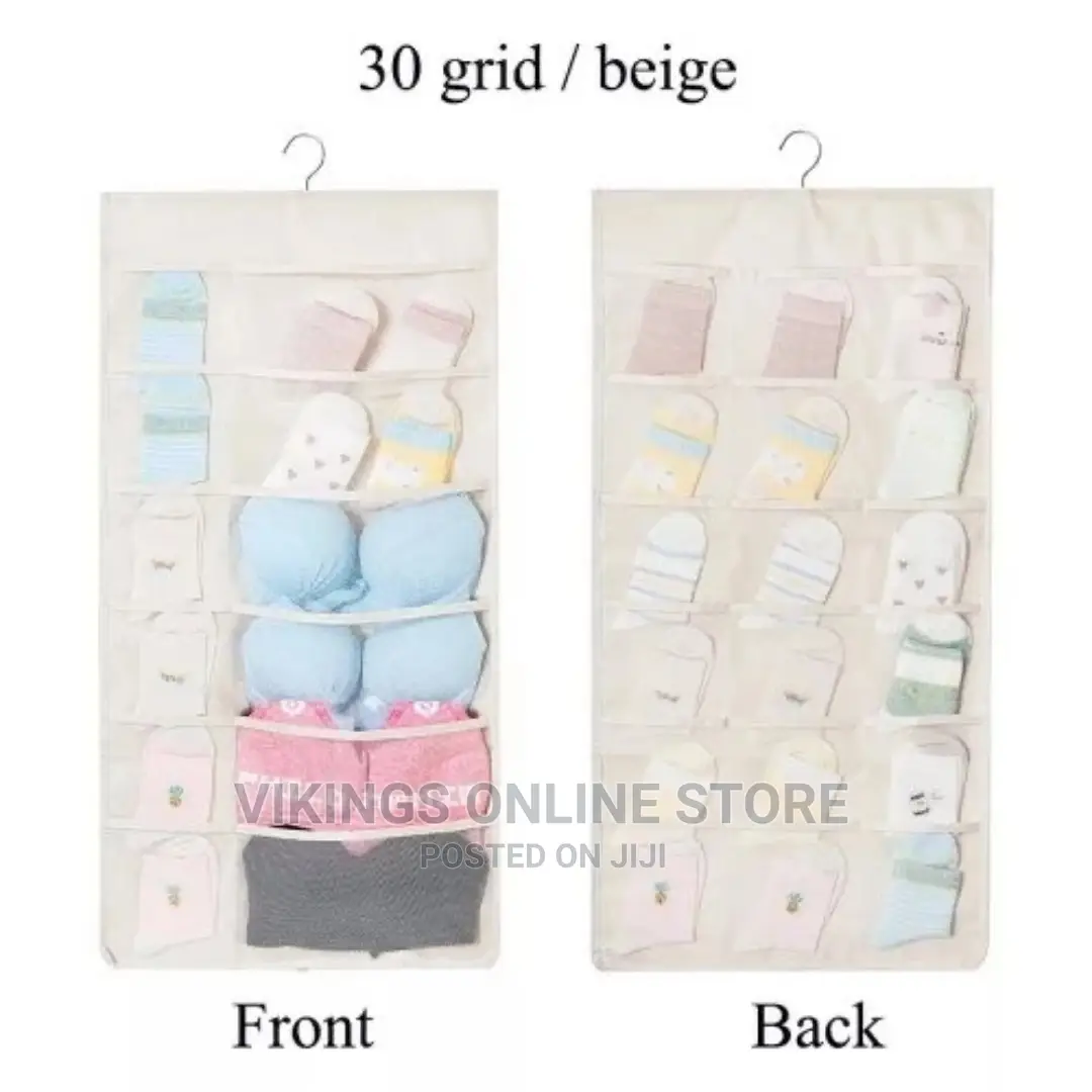 Double Sided 24 Pockets Socks,Bra,Underwear Bag Organizer