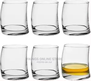 6 Pieces of Curved Whisky Glasses – Colorless