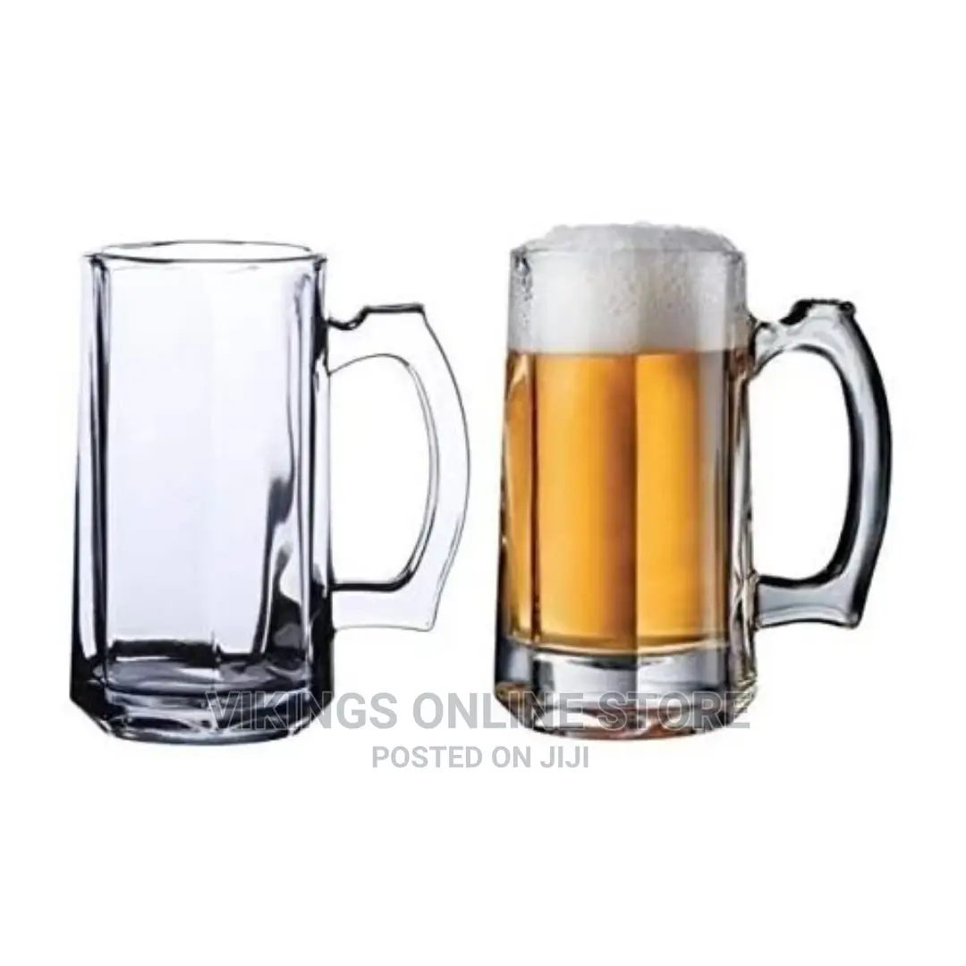 2 Pieces of Heavy Glass Beer Glasses-Colorless