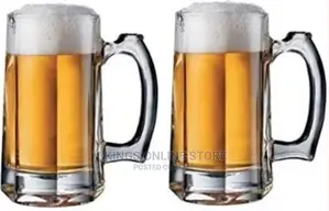 2 Pieces of Heavy Glass Beer Glasses-Colorless