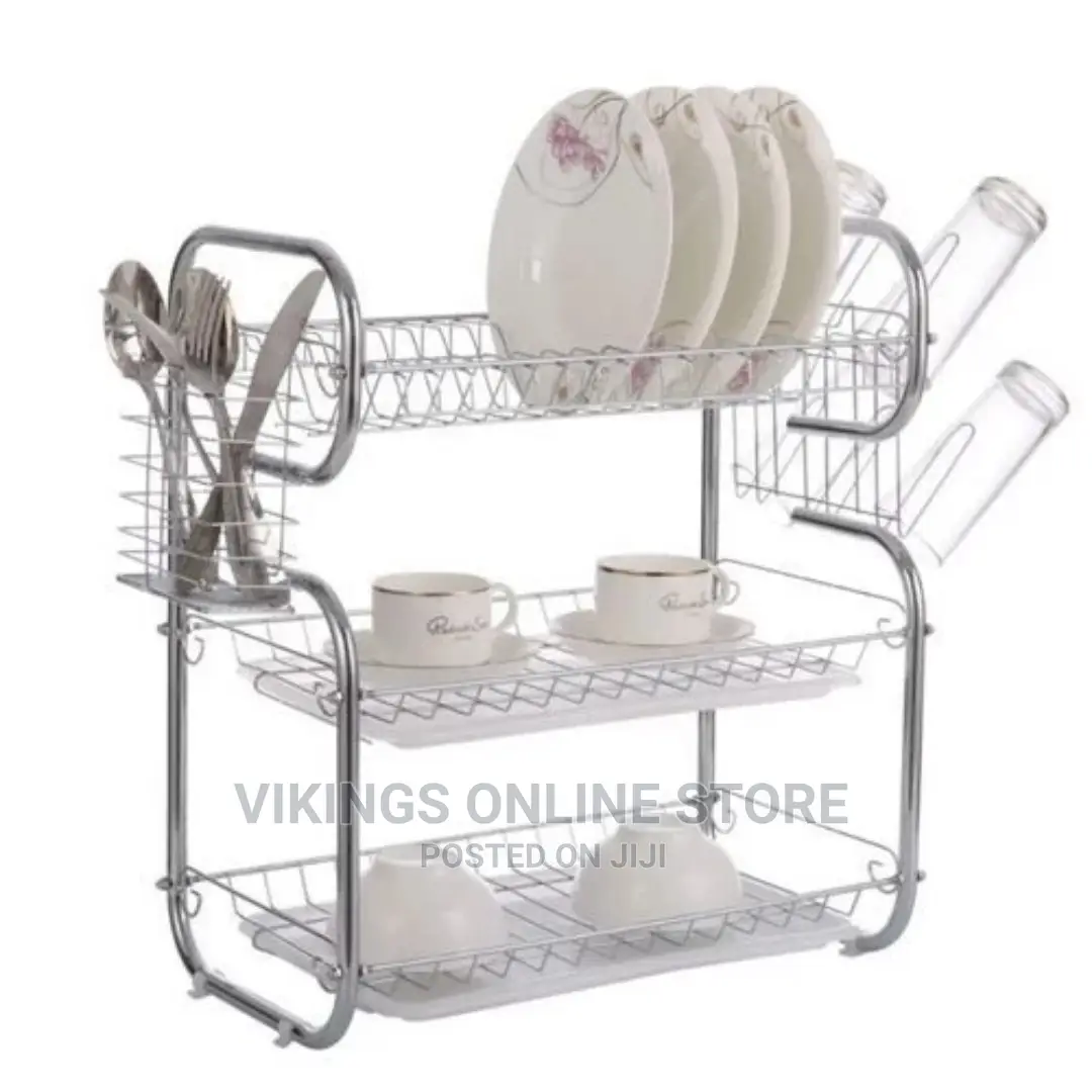 3 Tier Stainless Steel Dish Draining/Drying Rack – Silver