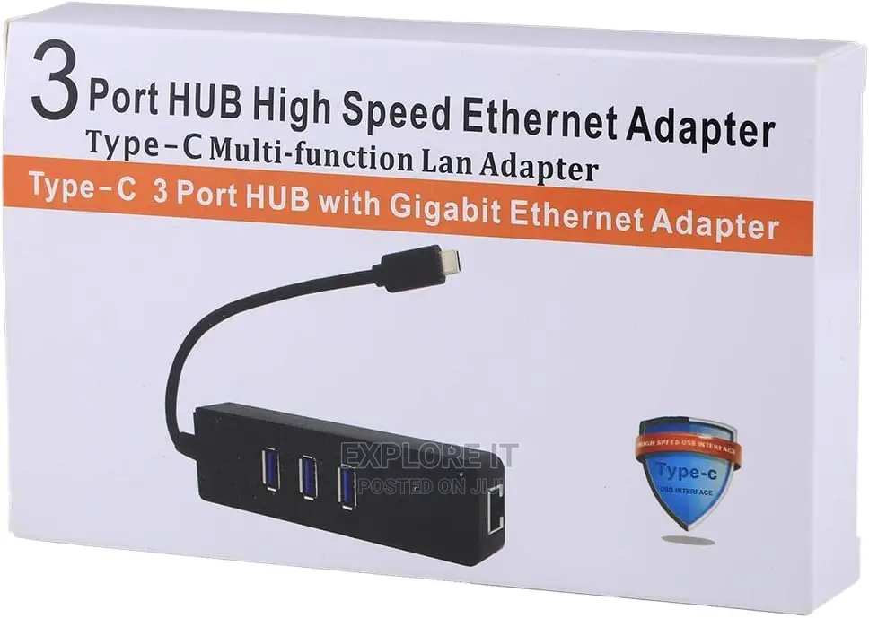 Type-C to 100M Network Card+3.0hub