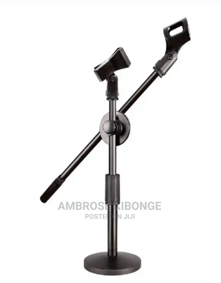 Portable Adjustable Metallic Bottom Desk Microphone Stand.
