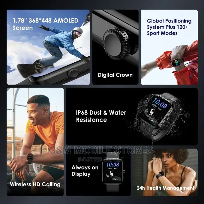 Oraimo Watch ES 1.78'AMOLED Screen BT Call IP68 Waterproof