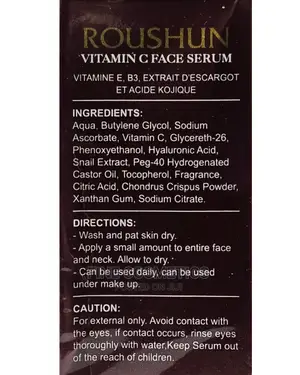 Roushun 7days Vitamin C Face Serum With Snail Oil+Kojic Acid