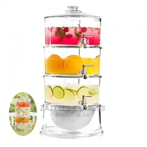 Acrylic 3-Tier Water, Juice Drink Dispenser With Ice Chamber