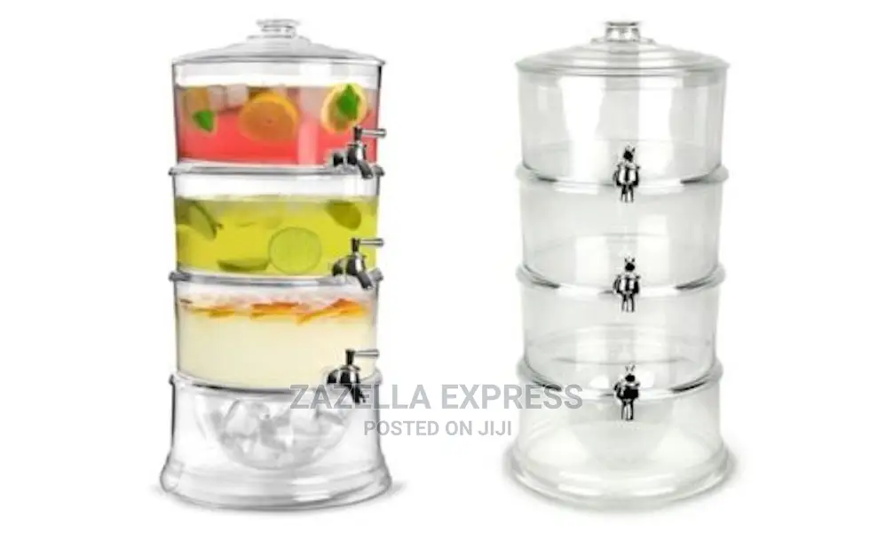 Acrylic 3-Tier Water, Juice Drink Dispenser With Ice Chamber
