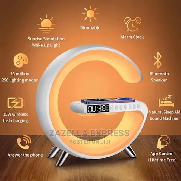 Wireless Charging Lamp,Bluetooth Speaker and Alarm Clock