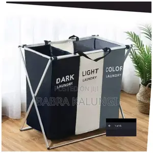 3 Grid Foldable Laundry Cloth Sorter Basket