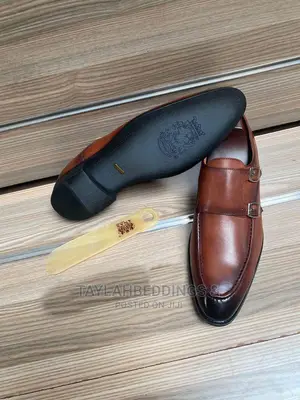 Black Real Leather Double Monk Shoes