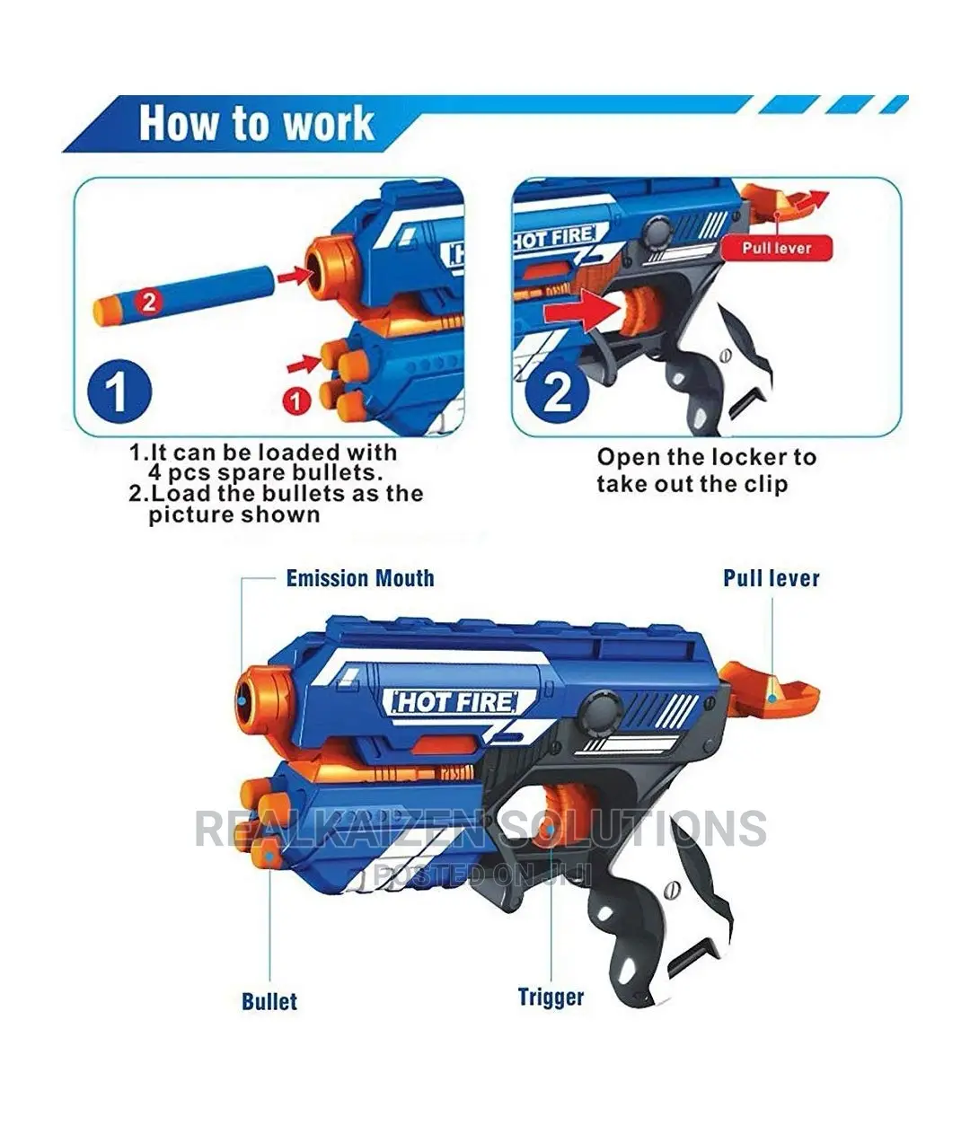 BLAZE STORM Manual 10 Soft Blaster Bullet Shooting Kid Gun