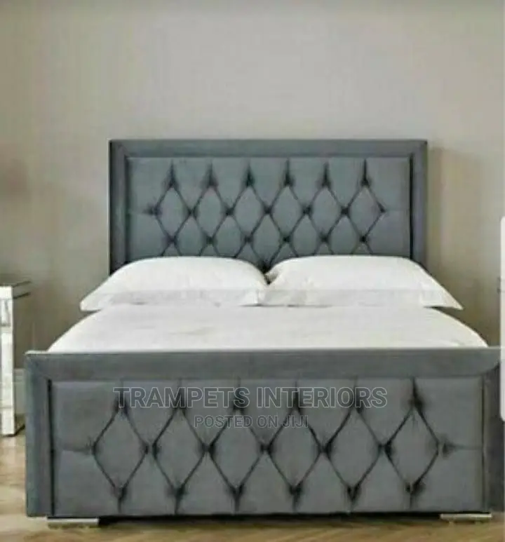 Beds/ Grey/ Tufted Bed Design Custom Onorder Call