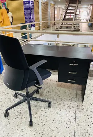 Office Desk and Black Chair