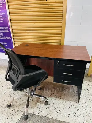 Office Desk and Black Chair