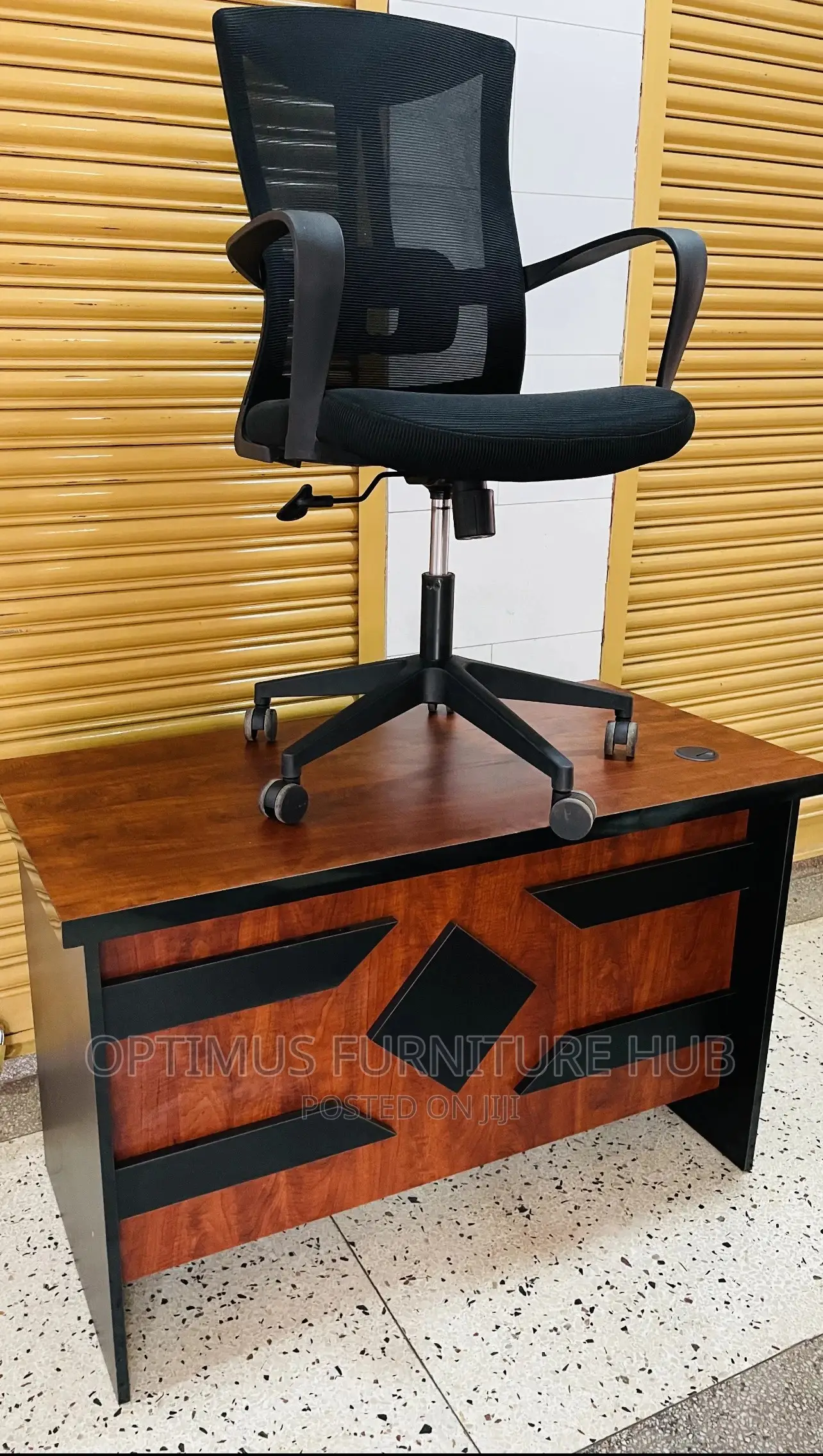 Office Desk and Black Chair