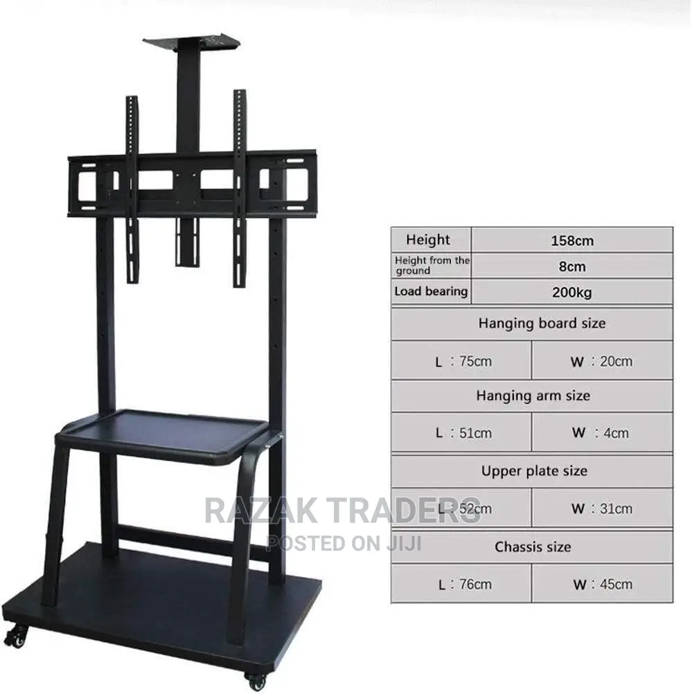 Rolling TV Stand Trolley Movable Heavy Duty Mount Up 32-75