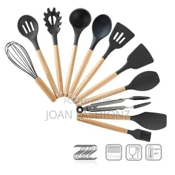 11 Piece Cooking Utensils Kitchen Utensil Set -Black ,Red