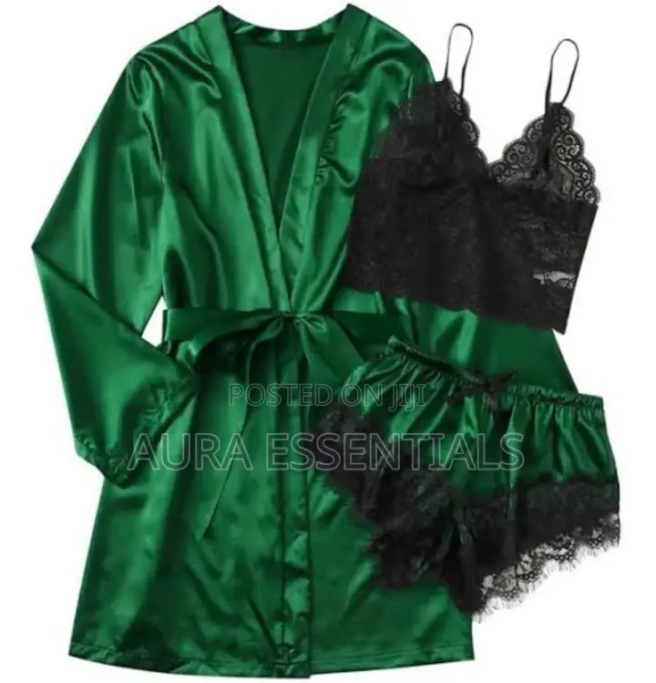 3pcs Set Women's Satin Sleepwear
