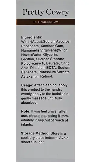 Pretty Cowry Anti Ageing Retinol Serum With Carrot Extracts.