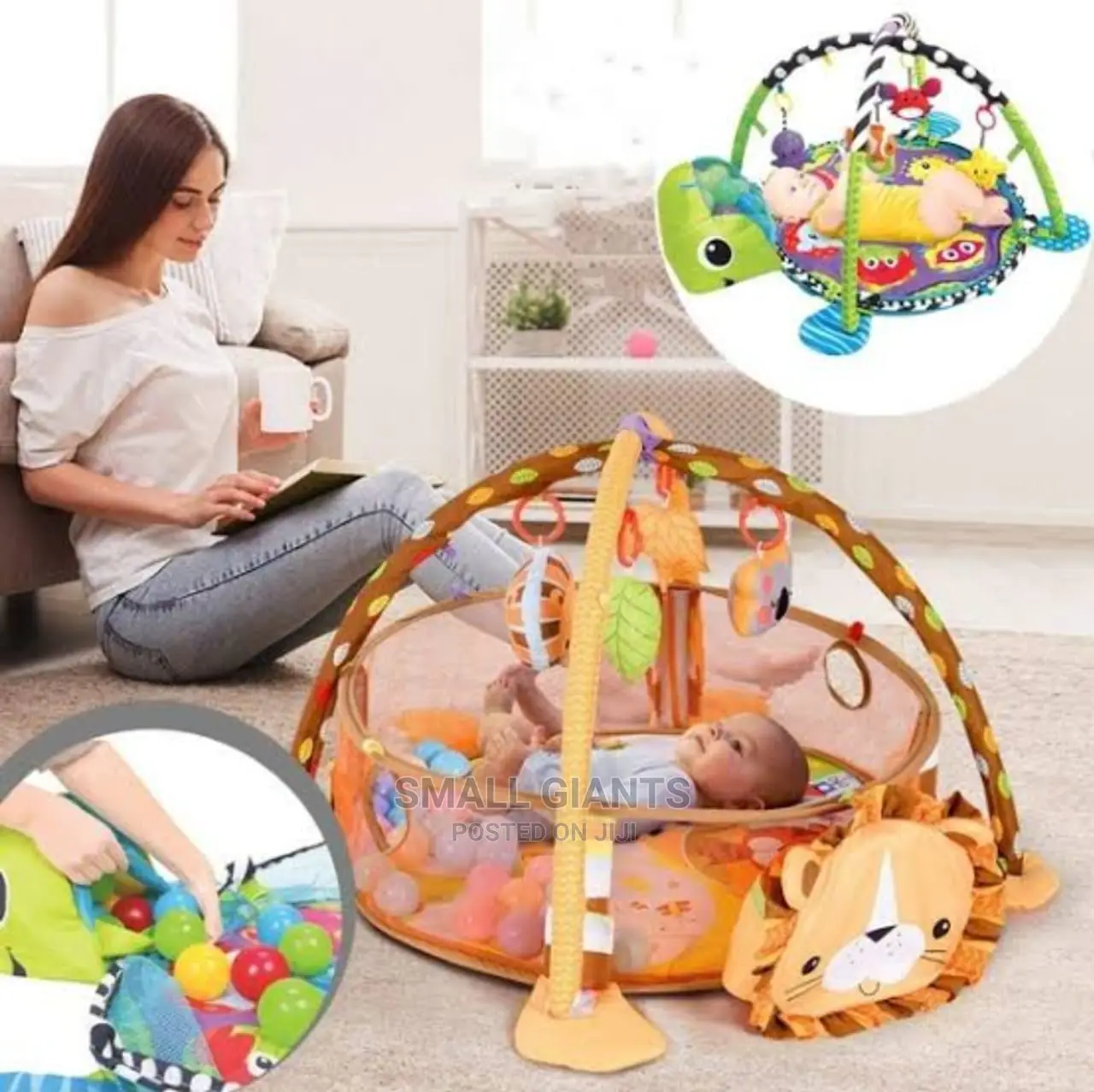 3 in 1 Baby Play Mat Kids Rug Educational Puzzle Carpet Lion
