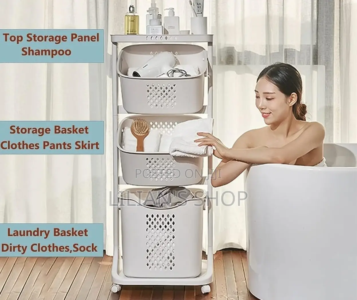 Bathroom Storage Rack Trolley With Wheels