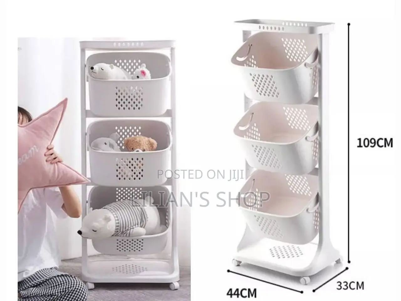 Multipurpose 3 Tier Storage Basket With Wheels